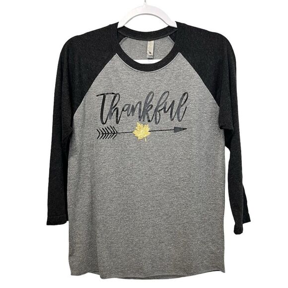 NEXT LEVEL APPAREL Thankful 3/4 Sleeve Shirt Size Small - Picture 1 of 7